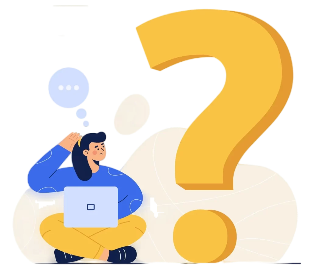 woman with large question mark FAQ vector