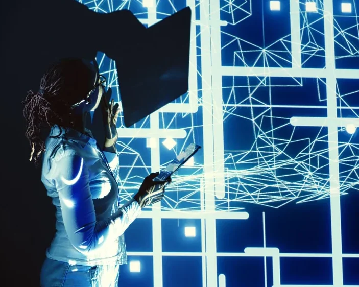 a woman working on a AI machine