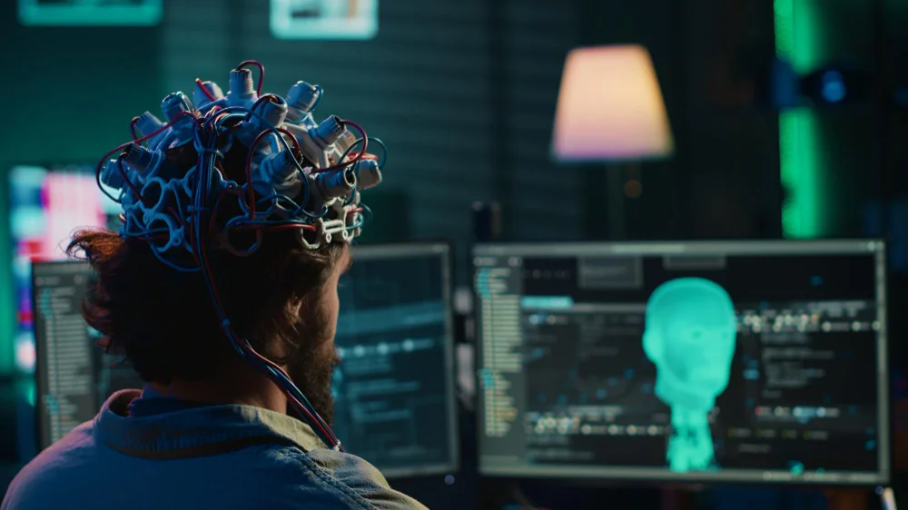 a man working on building machine learnung ai
