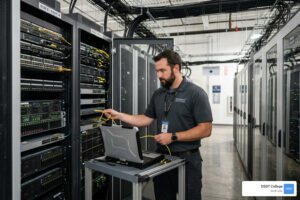 IT professional working in a modern data center - it jobs list and salary