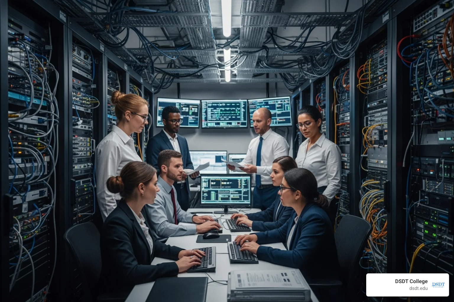 IT professionals in a server room - veteran tech certification programs